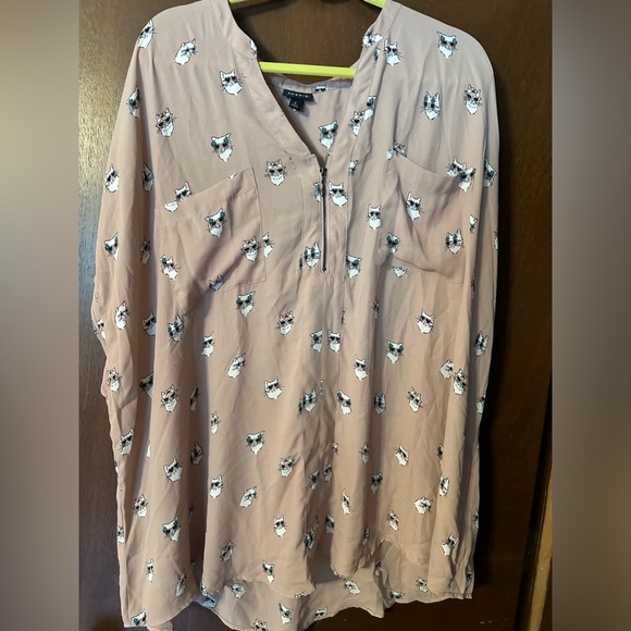 Torrid EUC Cool Cat Georgette Zip-Front Dolman Blouse, SZ: 4 X - Picture 4 of 5